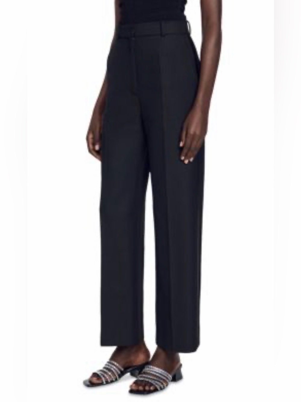 New Sandro Jammy Straight Leg Tuxedo Pants Size 34/US 2 Quiet Luxury Business